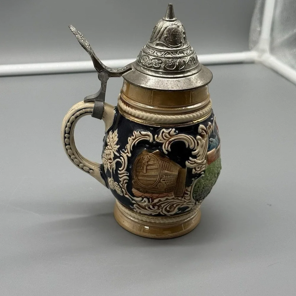 Vintage Heidelberg Germany Beer Stein‎ OBGM Pewter Lid 0.5L Castle M&R